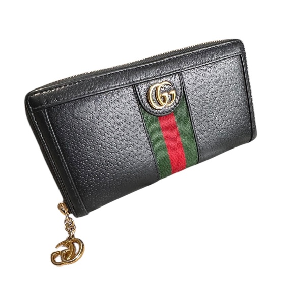 Genuine Gucci Web Ophidia black leather zip around wallet organizer - Picture 1 of 16